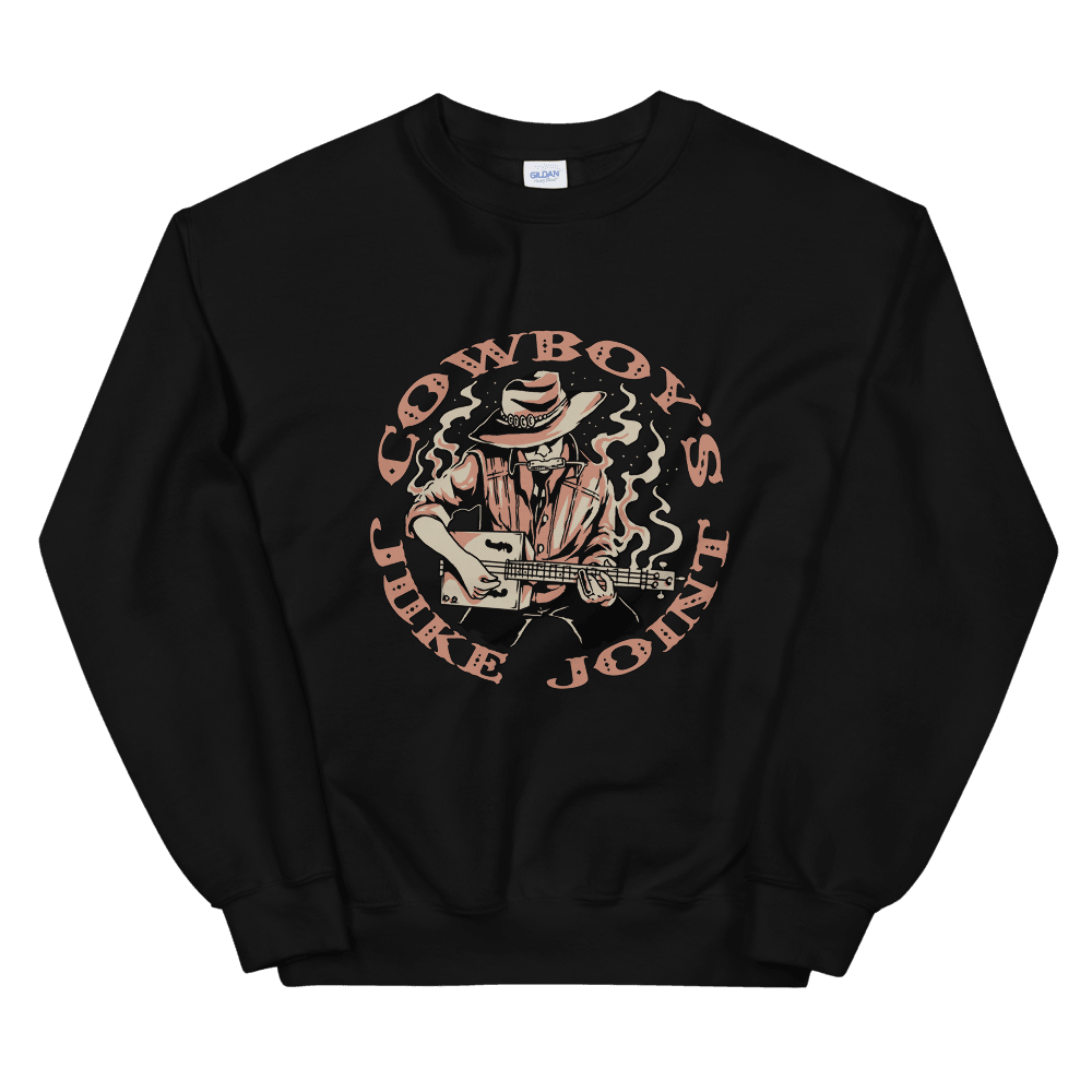 Cowboy's Juke Joint Radio Logo Sweatshirt in Black, 50% cotton and 50% polyester with a soft feel and reduced pilling