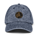 Cowboy's Juke Joint Radio Logo Vintage Cotton Twill Cap in Black, 100% cotton with antique brass finish buckle